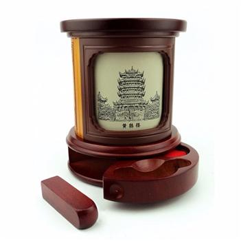 轉好運筆筒|帶印章版轉好運旋轉筆筒|創(chuàng)意禮品筆筒|木質商務禮品