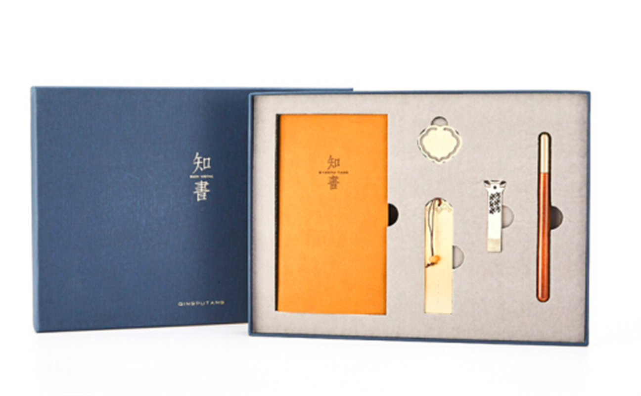 清樸堂 知書5件套裝禮盒刻字中國特色禮品古風辦公禮物簽字筆定制純銅U盤